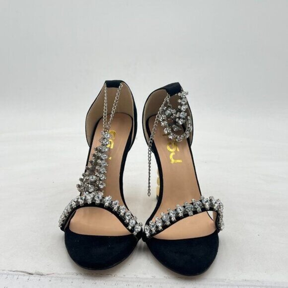 FSJ Women Flower Gold Metal Chain Chunky High Heels Ankle Strap Sandals Open Toe - Picture 3 of 8